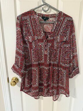 GNW red 100% polyester blouse in size 1X
